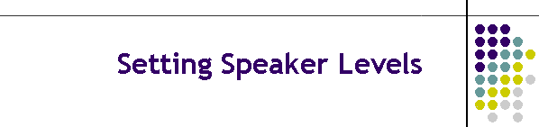 Setting Speaker Levels